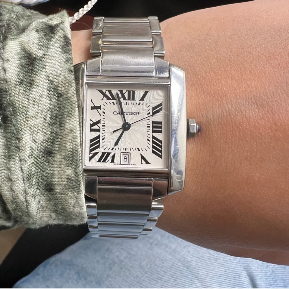 CARTIER TANK FRANCAISE AUTOMATIC STAINLESS STEEL 28mm WATCH - Picture 8 of 13